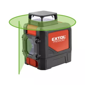   EXTOL PREMIUM  automatikus lézeres vízszintező, ZÖLD, 1D1V (1×360°+1V) pontosság: 0,3mm/1m, 1/4" menet