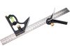 EXTOL PREMIUM asztalos kombinált derékszög/vízmérték/vonalzó, többfunkciós, 300 mm, ALU/Inox, mm beosztás, 0°-45°-90° beosztás
