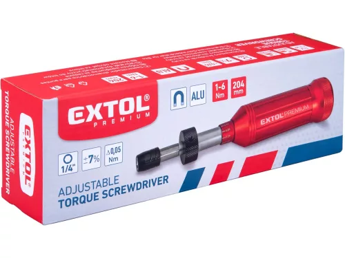EXTOL PREMIUM  nyomaték csavarhúzó BIT-ekhez, 1/4", 1 - 6 Nm, pontosság: +/- 7%