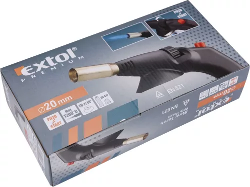 EXTOL PREMIUM  gázlámpa forrasztáshoz, piezó gyújtásssal, 1200°C, 1700kW,  7/16"