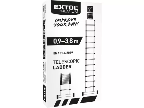 EXTOL PREMIUM teleszkópos létra, max./min magasság 3,8m/0,96m, ALU