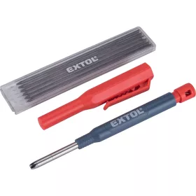   EXTOL PREMIUM ácsceruza; tölthető, átm:2,8 mm, HB, kupak klipsszel, 6 db 120 mm pótheggyel, hegyezővel
