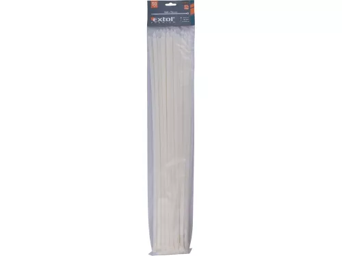 EXTOL PREMIUM kábelkötegelő 7,6×540mm 50db, fehér nylon; UV-, sav- és lúgálló
