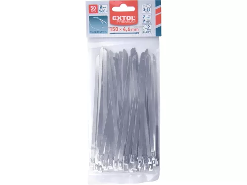 EXTOL PREMIUM kábelkötegelő 4,6×150mm 50 db, rozsdamentes acél