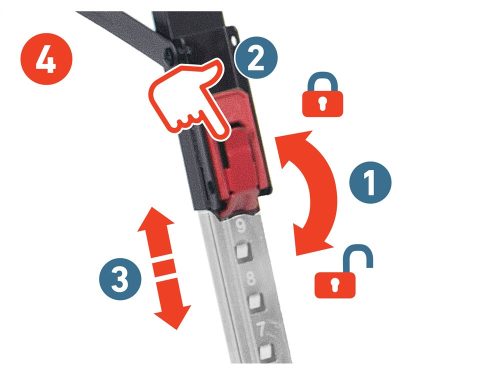 Extol Premium asztalosbak/fűrészbak állítható, összecsukható; 600 - 850 mm, max. terhelés: 550 kg, saját tömeg: 7,9 kg