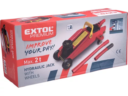 EXTOL PREMIUM  hidraulikus krokodil emelő, max. emelhető tömeg: 2t, emelési magasság: 135-335 mm között (max. 200 mm-t emel), CE TÜV/GS