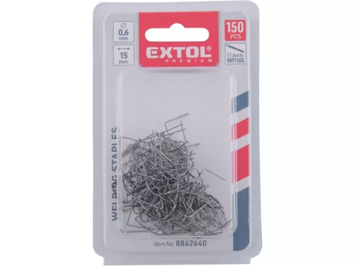 EXTOL PREMIUM kapocs, kis hullám, 0,6 mm, szélesség: 15 mm, hossz.: 30 mm, 150 db, 8891505 akkus műanyag hegesztőhőz