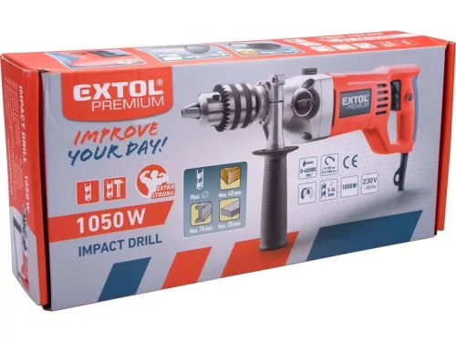 EXTOL PREMIUM   ütvefúrógép , 1050W, fémházas, 0-2500 ford/perc, tokmány 3-16mm, papírdobozban