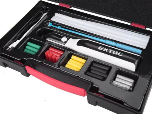 Extol Premium akkus melegragasztó toll, 4V, 2000 mAh Li-ion akku, stift átm: 7,2 mm