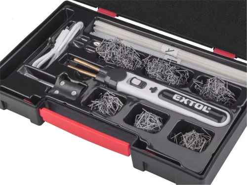 EXTOL PREMIUM akkus műanyag hegesztő- és kapcsozógép, 4V, 2000 mAh Li-ion akku