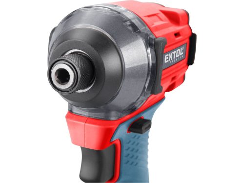 EXTOL PREMIUM   akkus ütvecsavarozó, Share20V, szénkefementes, 1/4" hatszög, Li-ion; 20V akku: 2 Ah, töltő, 230 Nm
