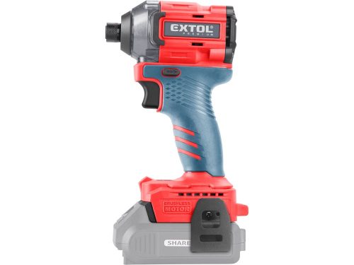 EXTOL PREMIUM   akkus ütvecsavarozó, Share20V, szénkefementes, 1/4" hatszög, Li-ion, 230 Nm, AKKU és TÖLTŐ NÉLKÜL!