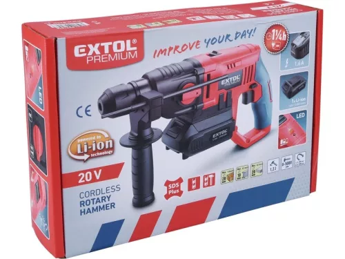 EXTOL PREMIUM   akkus ütvefúró SDS Plus, Share20V, 20V, Li-ion, 1,2J, AKKU és TÖLTŐ NÉLKÜL!, akku és töltő külön rendelhető