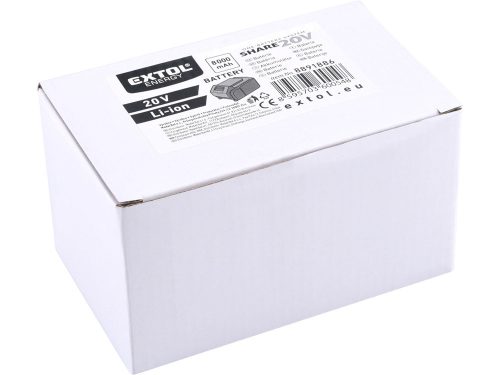 EXTOL PREMIUM tartalék akku 20V, Li-ion, Share20V, 8000mAh
