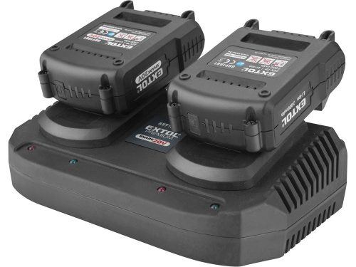 EXTOL PREMIUM akkutöltő, dupla, Share20V 2×3,5A