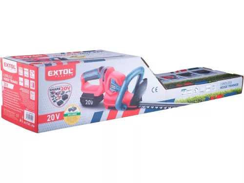 EXTOL PREMIUM   akkus sövényvágó gép, Share20V, 20V, Li-ion, 474mm, 1db 2000 mAh Li-ion akku, 1db töltő