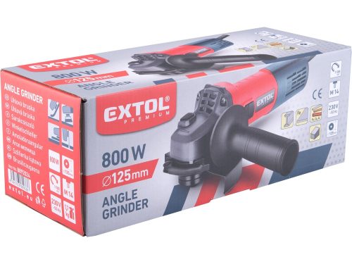 EXTOL PREMIUM   sarokcsiszológép 125 mm, 800 W, keskeny kivitel, páncélozott tekercselés, porvédett csapágy