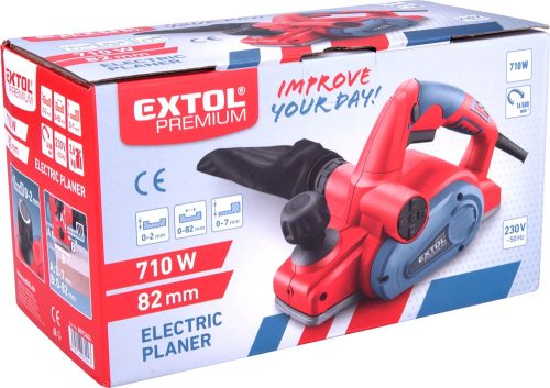 EXTOL PREMIUM gyalugép 710W, 16.500 1/perc, kés: 82mm, mélység: 0-2,0 mm, falcolás: 0 -7,0 mm