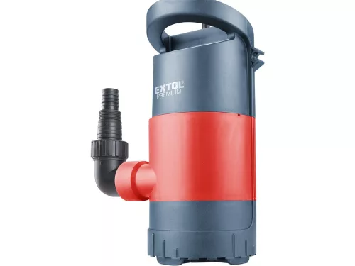 EXTOL PREMIUM   szennyvíz búvárszivattyú, talp magasság 3 méretben állítható, 900 W, szállító teljesítmény: 13m3/h, max. száll. 9 m
