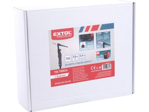 EXTOL PREMIUM munkakábel pisztollyal, TIG (AWI) hegesztéshez a 8896024 és 8896025 inverterhez, 4 m, max. 200A (DC), CE