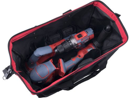 EXTOL PREMIUM   akkus gépszett Share20V, táskában, 7db-os: fúró, sarokcsiszoló, szablyafűrész, rotációs csiszoló, 2db akku, töltő