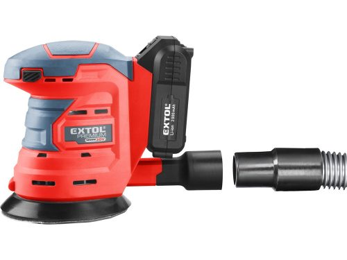 EXTOL PREMIUM   akkus gépszett Share20V, táskában, 7db-os: fúró, sarokcsiszoló, szablyafűrész, rotációs csiszoló, 2db akku, töltő