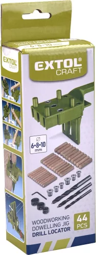 EXTOL CRAFT fatipliző sablon klt. 44 db, (fúrósablon), 3 méret: 6-8-10 mm