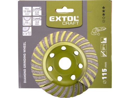 EXTOL CRAFT gyémántcsiszoló korong; 115mm×22,2mm, Turbo/lamellás jellegű