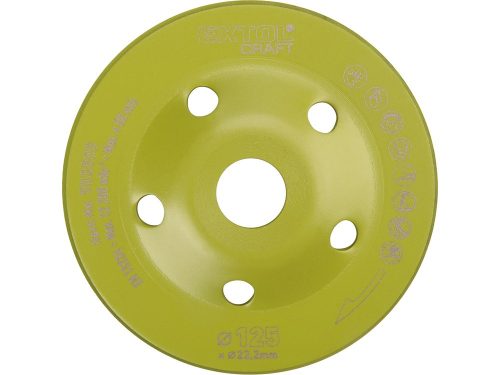 EXTOL CRAFT gyémántcsiszoló korong; 125mm×22,2mm, Turbo/lamellás jellegű