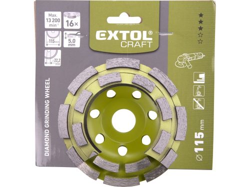 EXTOL CRAFT gyémántcsiszoló korong; 115mm×22,2mm, kétsoros