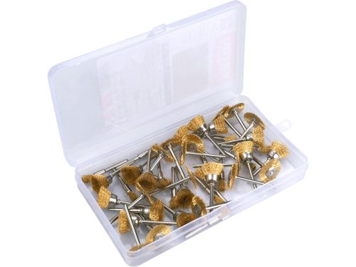 EXTOL CRAFT mini drótcsiszoló klt. 3,2 mm befogás, 45 db, 3 féle fazékkefe fejforma, rezezett acélszál