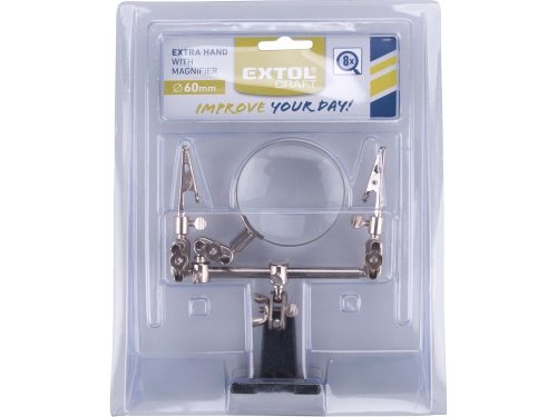 EXTOL CRAFT nagyító csipesszel (2db csipesz), talppal, nagyító átmérője 60mm, 8× nagyítás