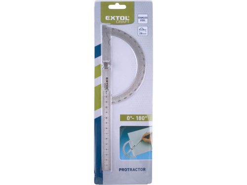 EXTOL CRAFT szögmérő/vonalzó, lakatos, hossz.: 278 mm, Inox, mm beosztás, 0° -180°, vastagság: 1,3 mm