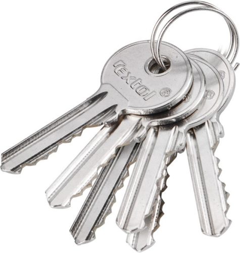 EXTOL CRAFT  biztonsági vas lakat klt., 38mm, 3 db lakat+6 db kulcs, univerzális kulcsok: egy kulcs jó mindhárom lakathoz