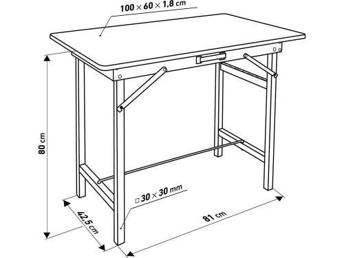 Extol Craft munkapad-munkaasztal összecsukható; 800 mm, max. terhelés: 100kg, fém váz, MDF asztallap