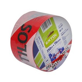   EXTOL CRAFT jelölő szalag, piros-fehér; 75mm×250m, polietilén "BELÉPNI TILOS" felirattal, (kordonszalag)