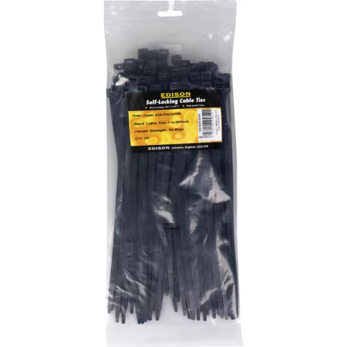 Edison. FEKETE KÁBELKÖTEGELŐ 7.6X300MM (PK-100)