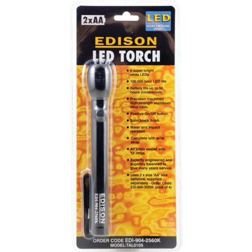 Edison. 6 LED SZUPER FÉNYES FEKETE HÁZAS LÁMPA 2XAA