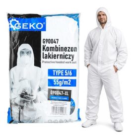 Geko festőoverál 55g 5/6 kapucnis fehér XXL-es