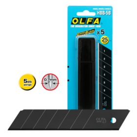 OLFA HBB-5B tördelhető penge, fekete, 25 mm, 5 db/csomag