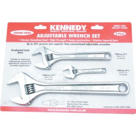   KENNEDY 4" / 8" / 12" állítható csavarkulcs készlet, krómozott, 3 részes