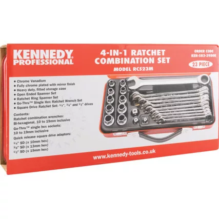 KENNEDY 10-19mm racsnis kombinált készlet (23 db-os)