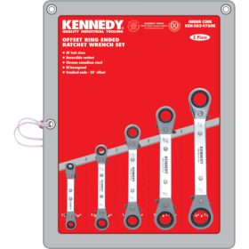   KENNEDY 1/4" - 7/8" hajlított racsnis csillagkulcs készlet, 5 részes