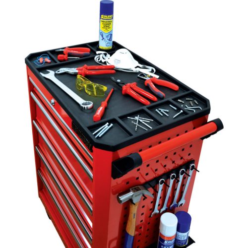 Kennedy. PIROS 7 FIÓKOS GÖRGŐS SZERSZÁMOSSZEKRÉNY