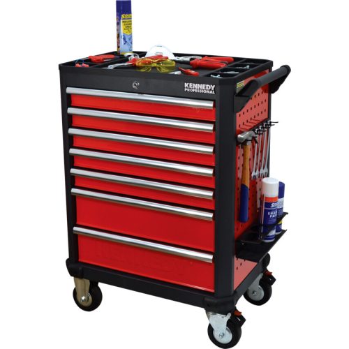 Kennedy Pro. PIROS 7 FIÓKOS PROFI GÖRGŐS SZERSZÁMOSSZEKRÉNY