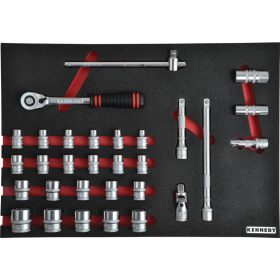 Kennedy Pro. 30 RÉSZES METRIKUS 1/2" DUGÓKULCS KÉSZLET SZIVACSBAN M1832