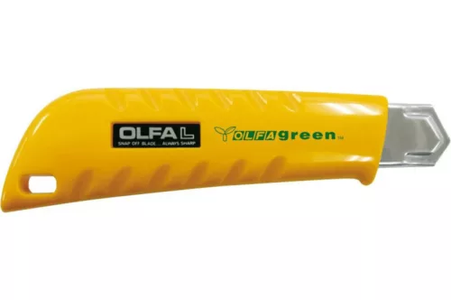 OLFA L-1/GREEN törhető pengéjű vágókés csavaros pengerögzítő, újrahasznosított műa., 18 mm