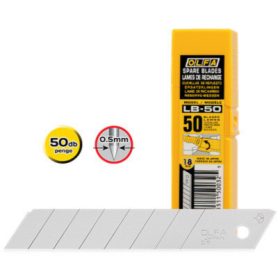   OLFA LB-50 tördelhető penge, ezüst színű, 18 mm, 50 db/csomag