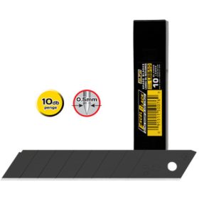 OLFA LBB-10 tördelhető penge, fekete, 18 mm, 10 db/csomag