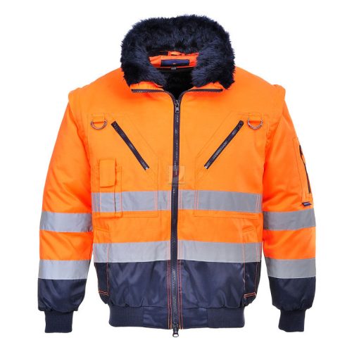 Portwest PJ50 - Jólláthatósági Pilóta kabát, narancs/tengerészkék
